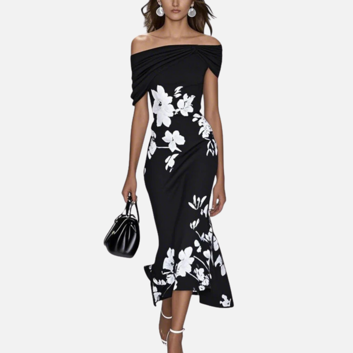 Women's Floral Off-Shoulder Midi Dress