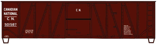 112-4121 0' Single-Sheathed Wood Boxcar with Wood Doors and Wood Ends - Kit -- Canadian National #501587