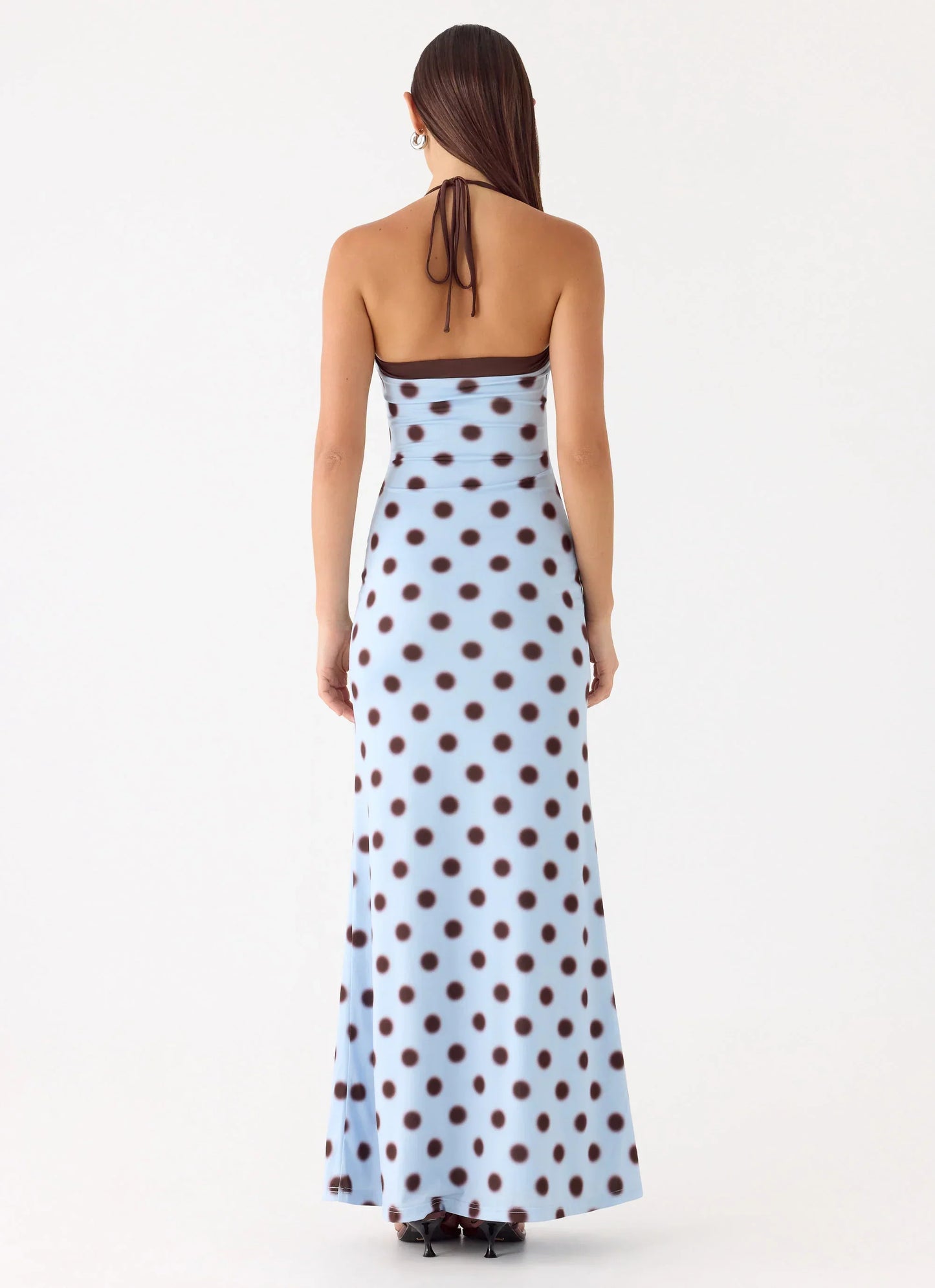 Alessandro Halter Maxi Dress - Blue Mocha Dot