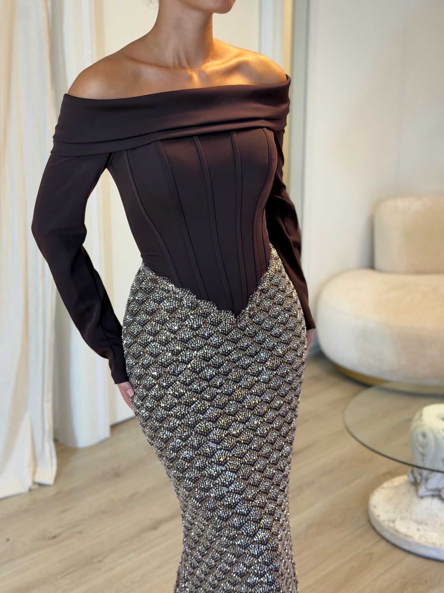 The Elaya dress dark brown