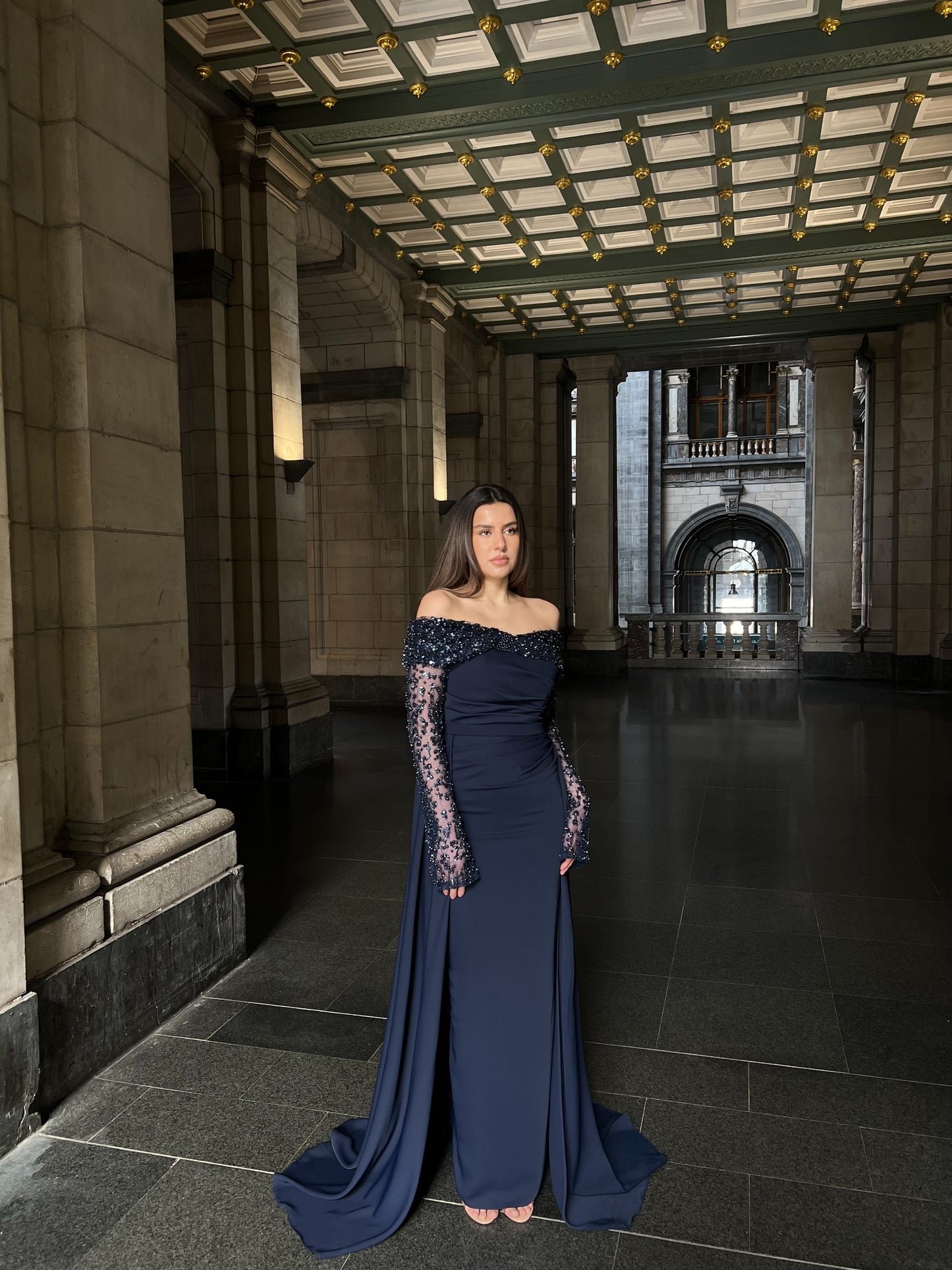 The Beyza dress navy blue