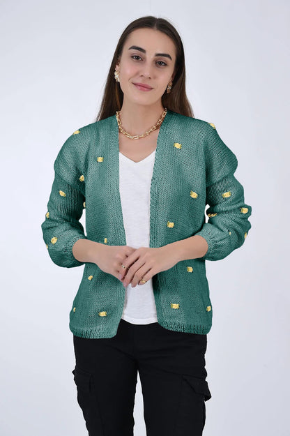 WINTER BLOOM YELLOW ROSE Cotton Cardigan