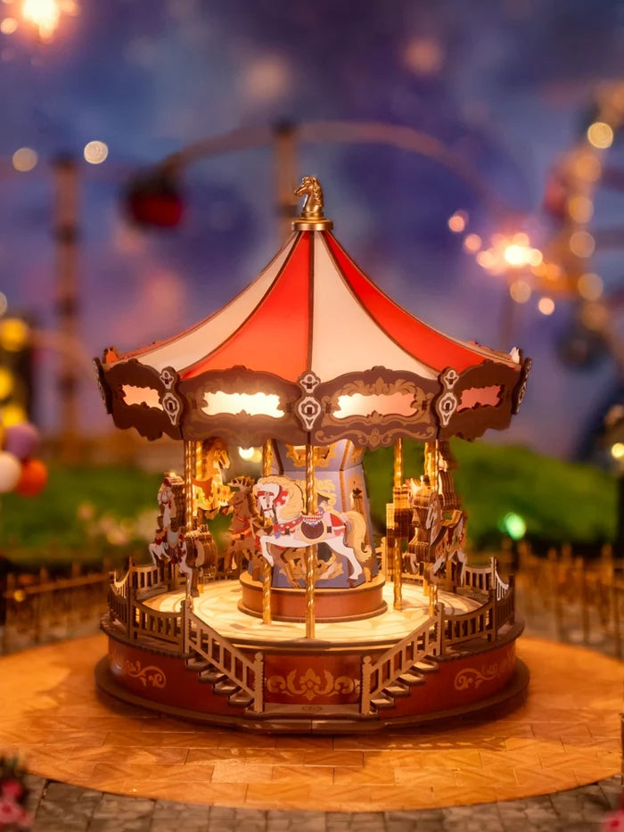 AMC01 Classic Carousel Diy Music Box 3D Wooden Puzzle