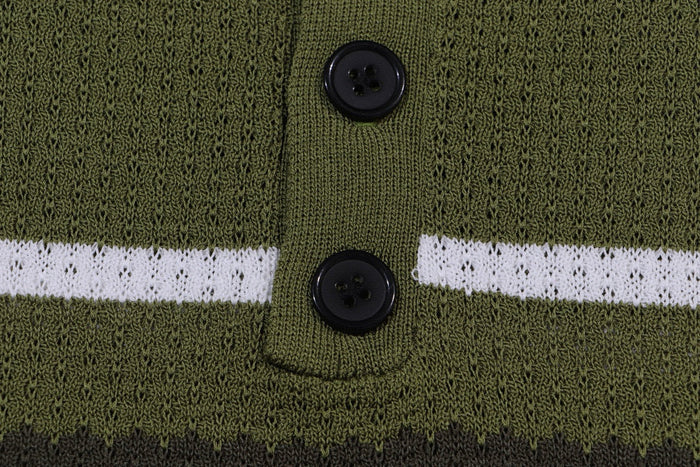 AMIRI Striped Pointelle-Knit Polo Shirt