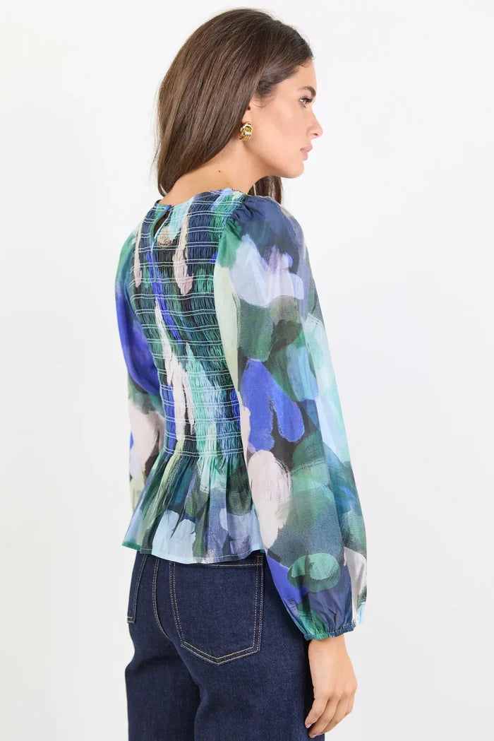 AMONG THE BRAVE - ASSENT TOP - Blue abstract Print