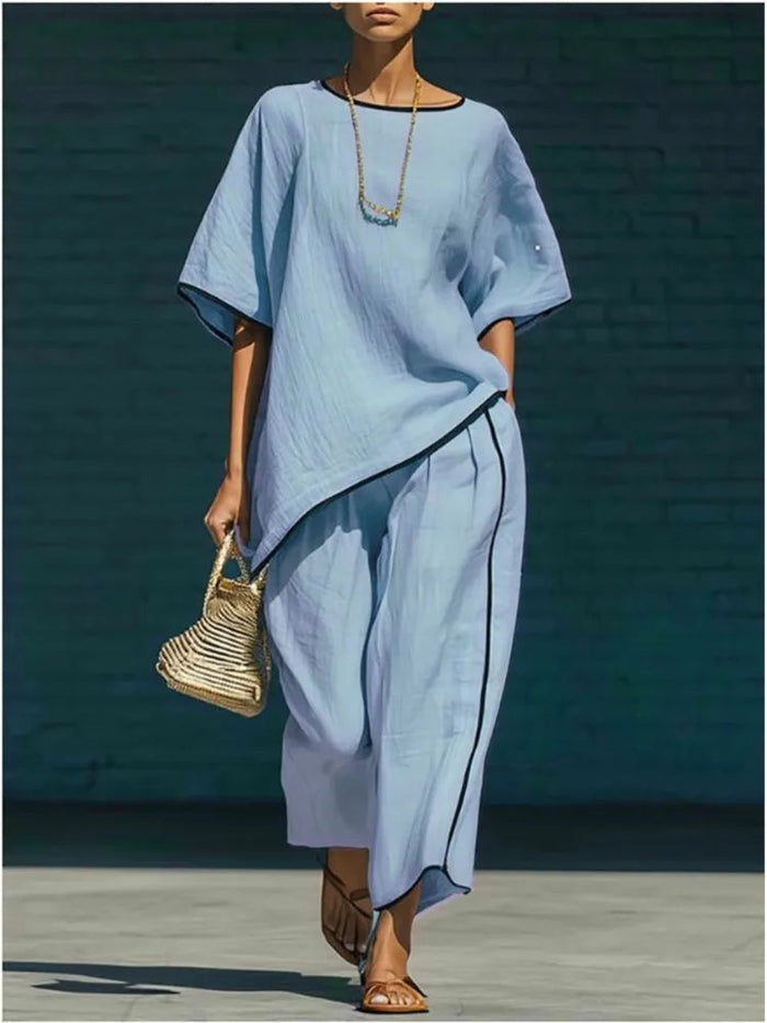 Anila Linen Cropped Pant Set 0