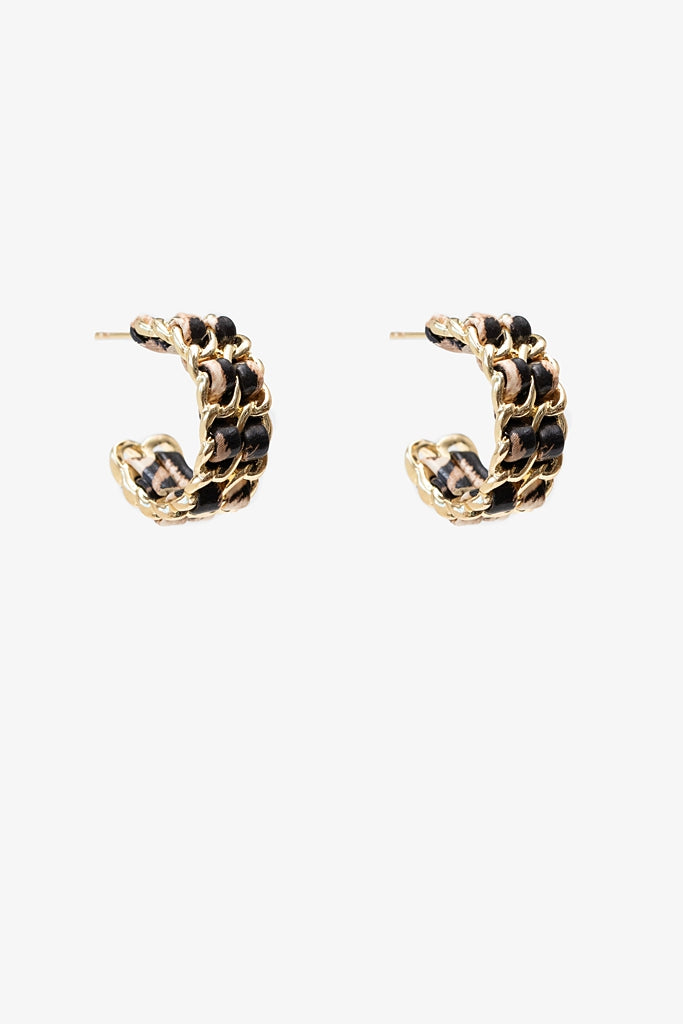 ANTLER EARRINGS  - LEOPARD THREAD