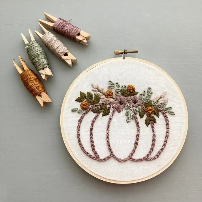Beginner Hand Embroidery Kit - Smokey Purple Pumpkin