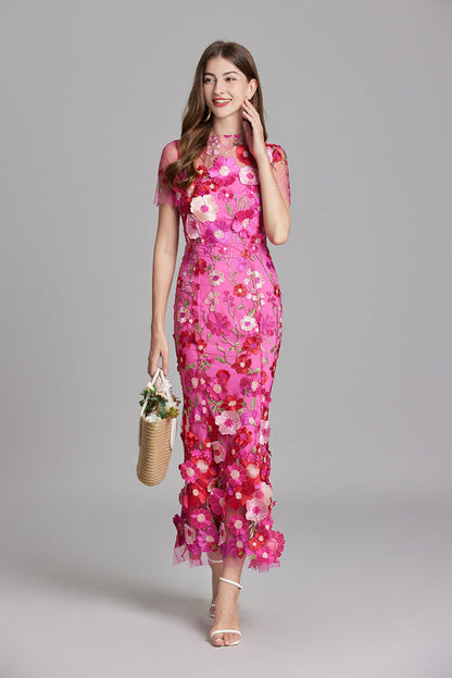 Women's Sheer Summer Dress with Floral Embroidery 1