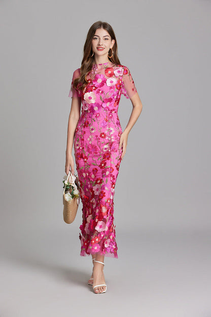 Women's Sheer Summer Dress with Floral Embroidery 2