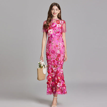 Women's Sheer Summer Dress with Floral Embroidery 3