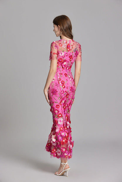 Women's Sheer Summer Dress with Floral Embroidery 5