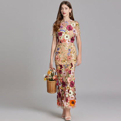 Women's Sheer Summer Dress with Floral Embroidery 6