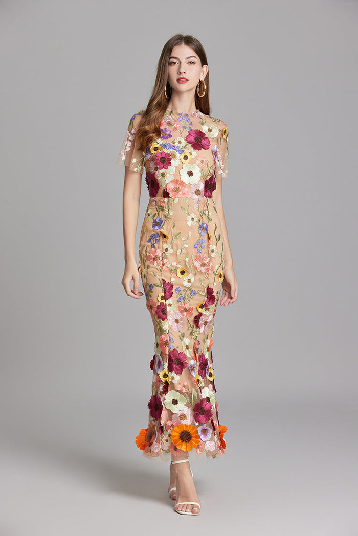 Women's Sheer Summer Dress with Floral Embroidery 7