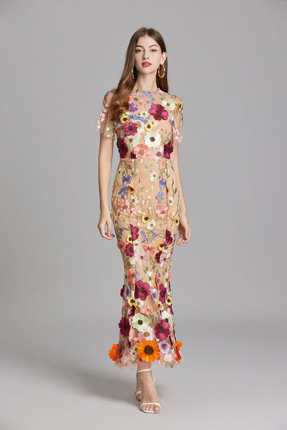 Women's Sheer Summer Dress with Floral Embroidery 7