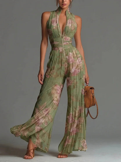 Cassidy Pleated Wide Leg Jumpsuit 0