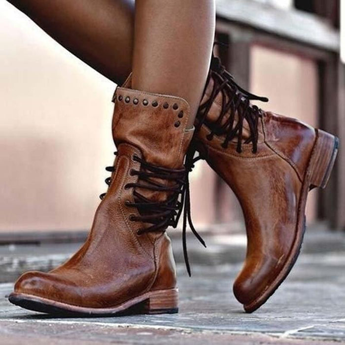 Cathlyn | Vintage Lace-Up Boots 0
