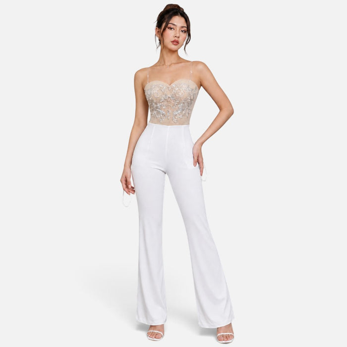Celeste | Women's Sequin Sleeveless Strapless Jumpsuit | Sweetheart Formal Outfit