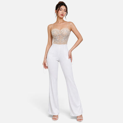 Celeste | Women's Sequin Sleeveless Strapless Jumpsuit | Sweetheart Formal Outfit