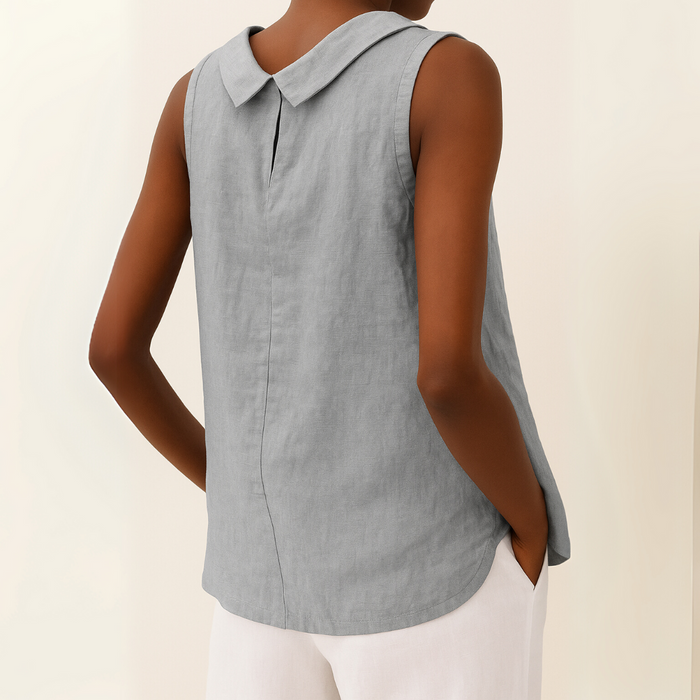 Elspeth | Women's Casual Sleeveless Linen Top Round Neck 1