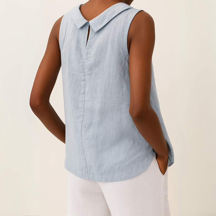 Elspeth | Women's Casual Sleeveless Linen Top Round Neck 3