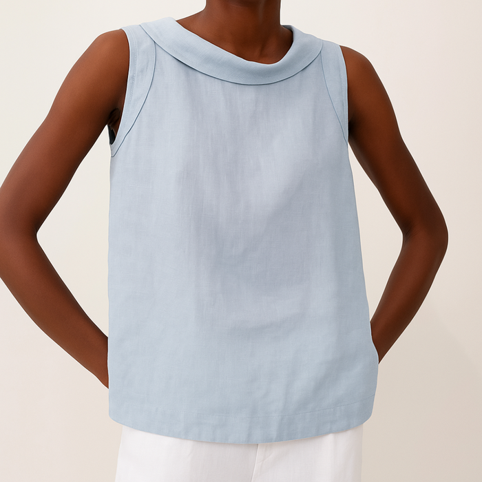 Elspeth | Women's Casual Sleeveless Linen Top Round Neck 4