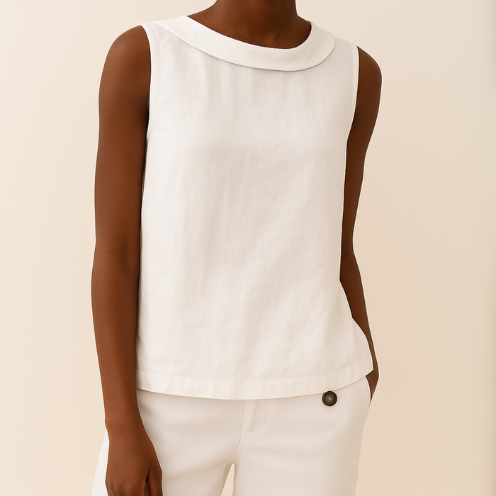 Elspeth | Women's Casual Sleeveless Linen Top Round Neck 5