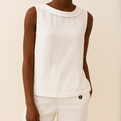 Elspeth | Women's Casual Sleeveless Linen Top Round Neck 5