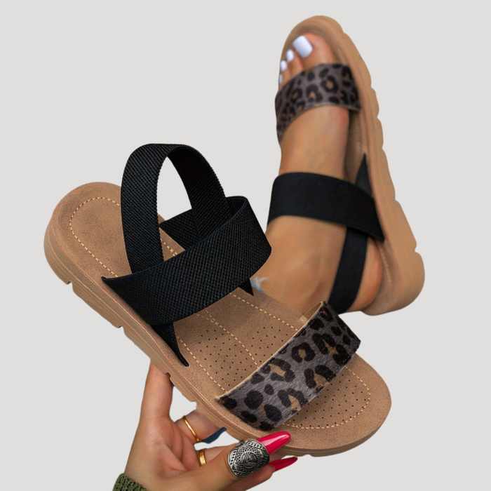 Women’s Comfortable Leopard Print Cross Strap Flat Sandals 6
