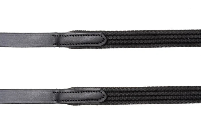correct connect Sure Grip Rubber Reins with Rein Stops-Superb Slim Rubber Woven Grip