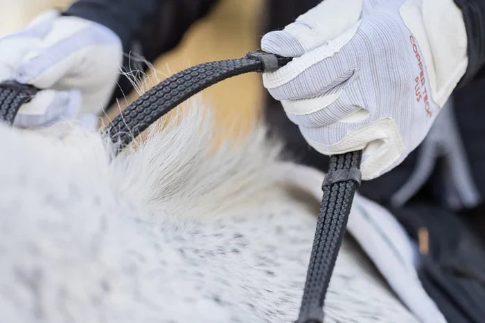 correct connect Sure Grip Rubber Reins with Rein Stops-Superb Slim Rubber Woven Grip