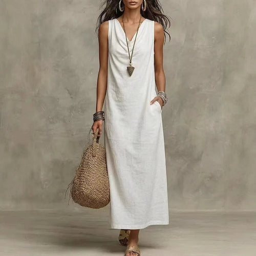 Dawson Linen Sleeveless Maxi Dress 0