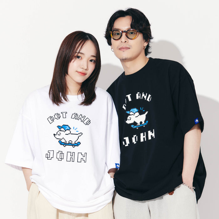 DOT AND JOHN Short-Sleeved T-Shirt ⬜️ ⬛️【JOHN by OFFICE SHIBACHAN】