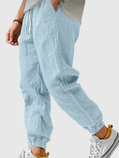 Dylan | Men's Linen Jogger Pants Elastic Waist Drawstring