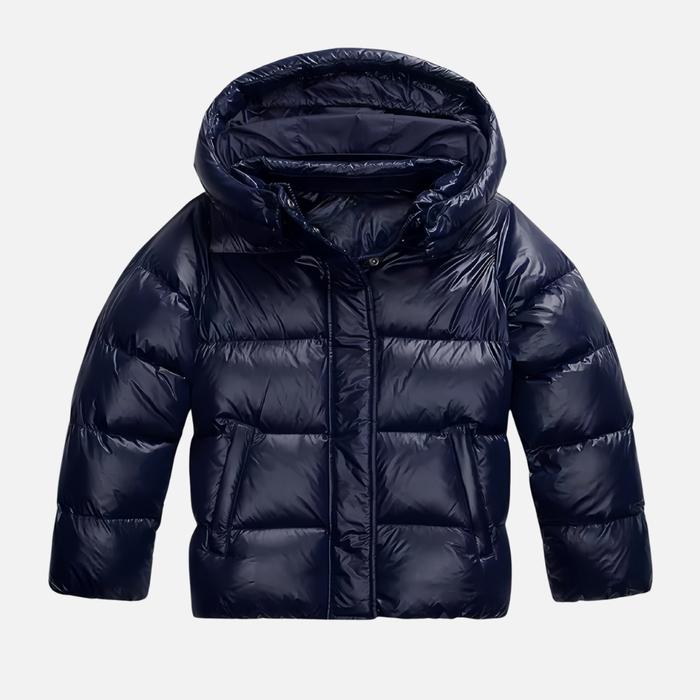 Glossy Puffer Jacket with Hood for Women