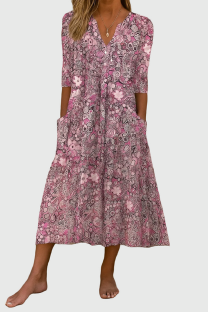 Harlow | Graceful V-Neck Elegance Midi Dress 1