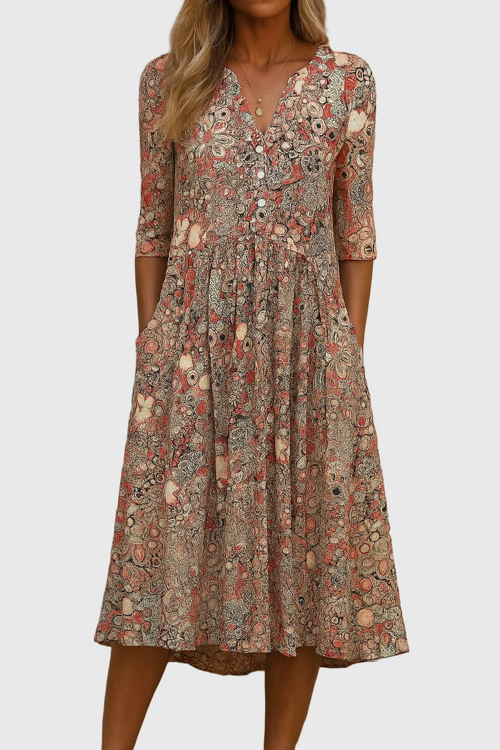 Harlow | Graceful V-Neck Elegance Midi Dress 2