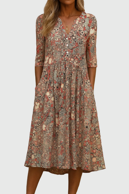 Harlow | Graceful V-Neck Elegance Midi Dress 2