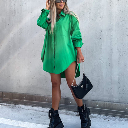 Women's Shirt Dress with Button-Front Closure and Long Sleeves 4