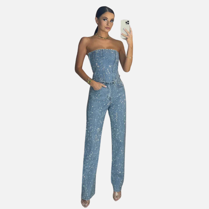 Kylie | Women's Sequin Strapless Jumpsuit