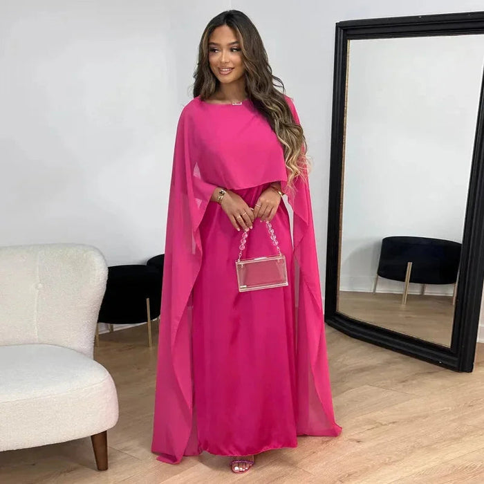 Lily | Women's Wedding Guest Cape Maxi Dress 1
