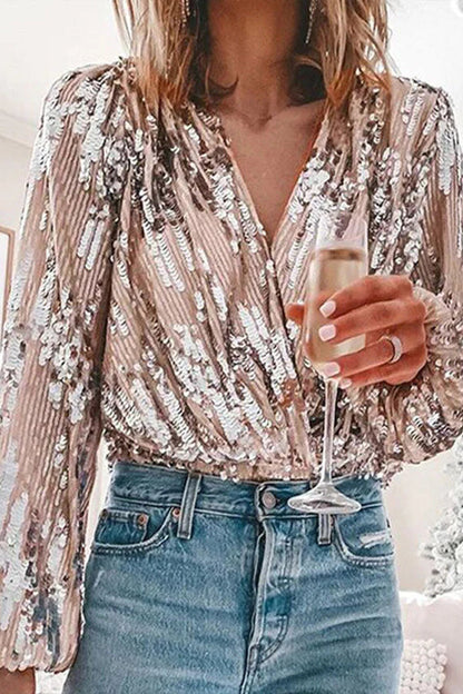 Women's Sequin Long Sleeve Blouse 1