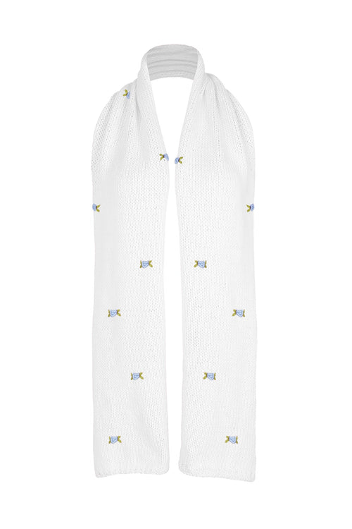 WINTER BLOOM BLUE ROSE Cotton Scarf