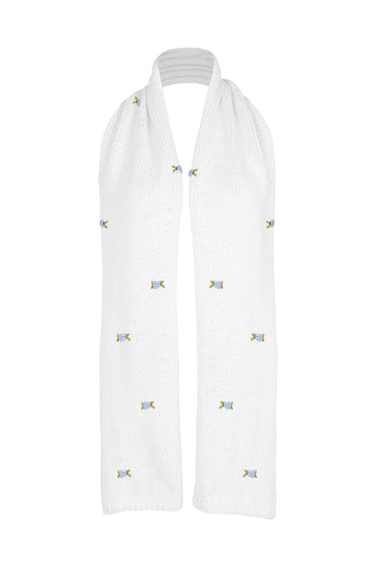 WINTER BLOOM BLUE ROSE Wool Scarf