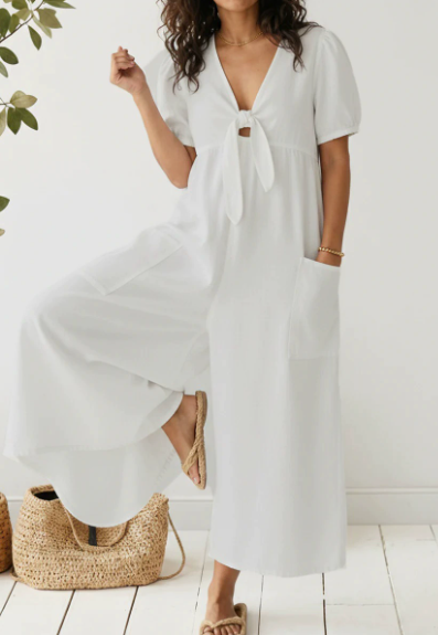 Maya | V Neck Short Sleeve Jumpsuit 3