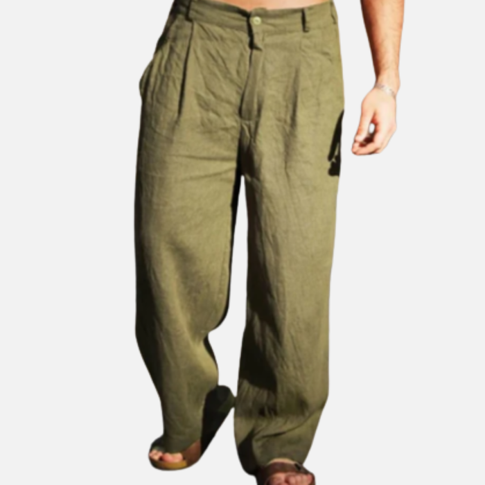 Men's Breathable Pleated Linen Pants