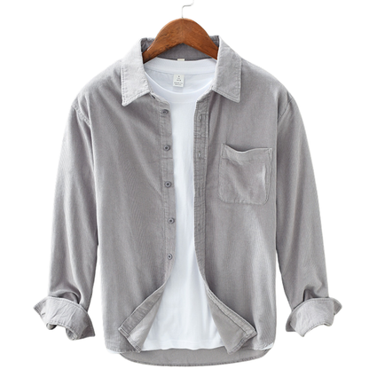 Men’s Casual Button-Up Shirt – Soft Long Sleeve Overshirt