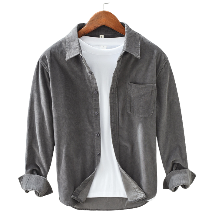 Men’s Casual Button-Up Shirt – Soft Long Sleeve Overshirt