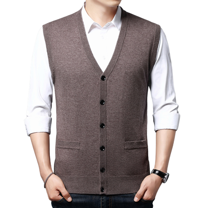 Men’s Classic Knit Button-Up Vest – Sleeveless Sweater Vest