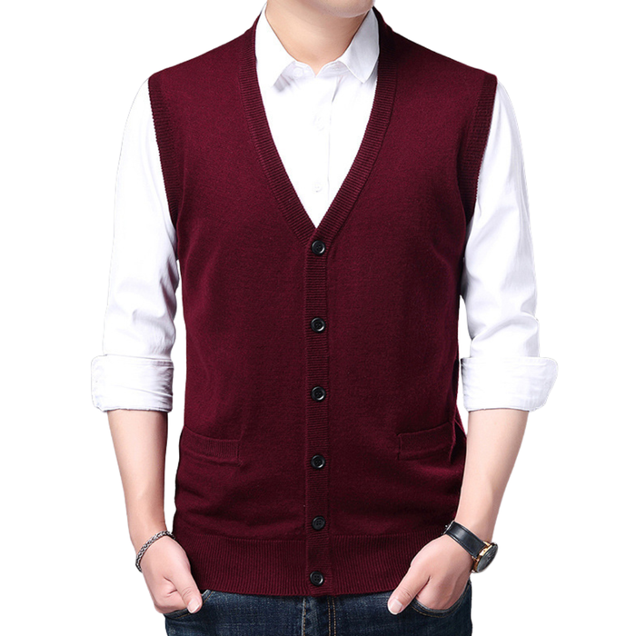 Men’s Classic Knit Button-Up Vest – Sleeveless Sweater Vest